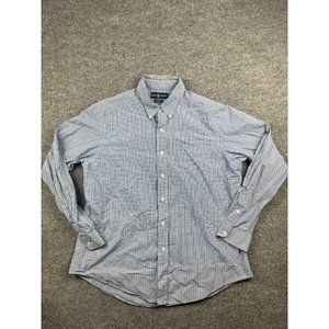 Ralph Lauren Custom Fit Button Down Shirt Men's XL Blue Check Long Sleeve Cotton